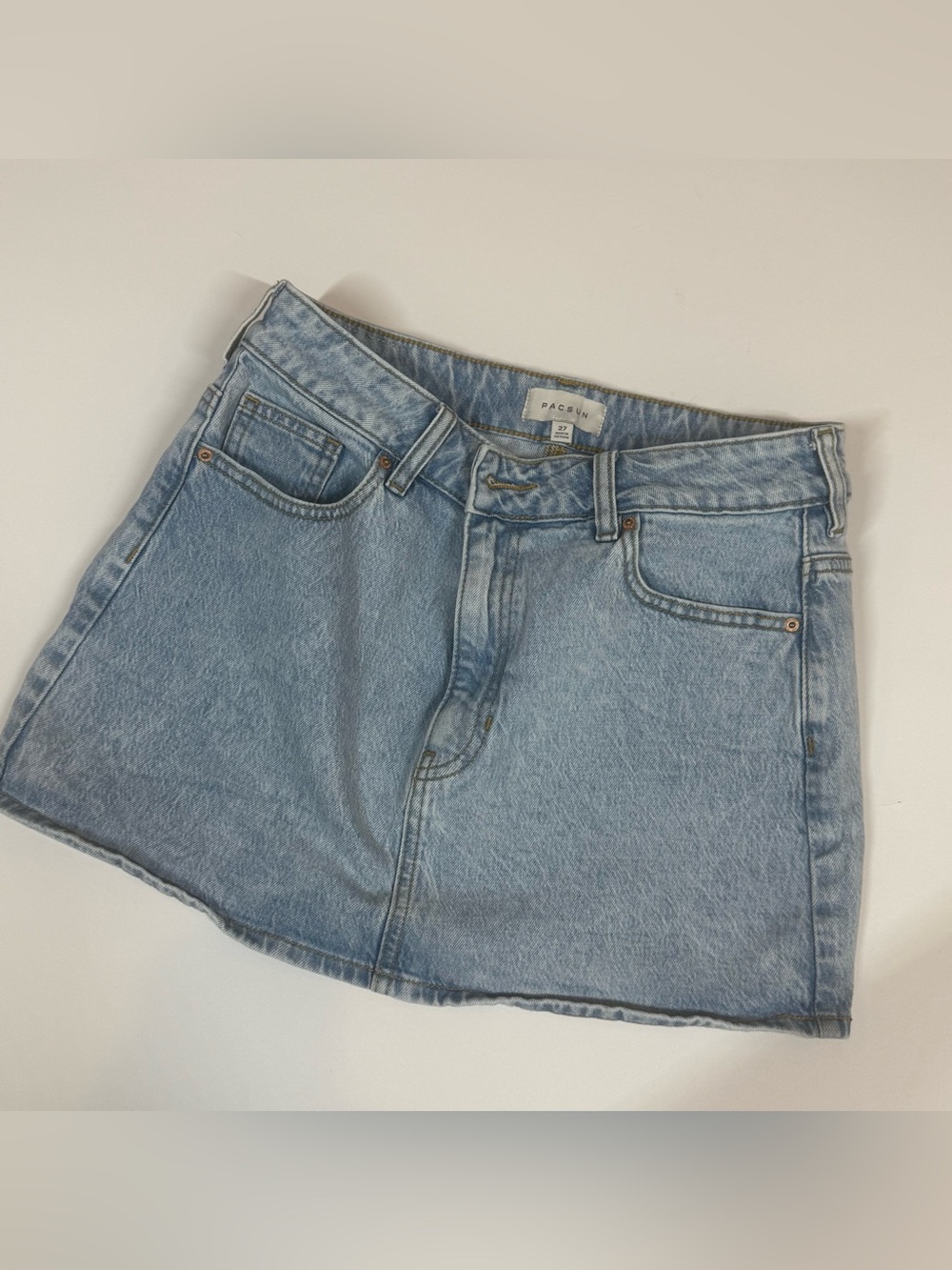 PacSun Washed Denim Mini Skirt in Light Blue